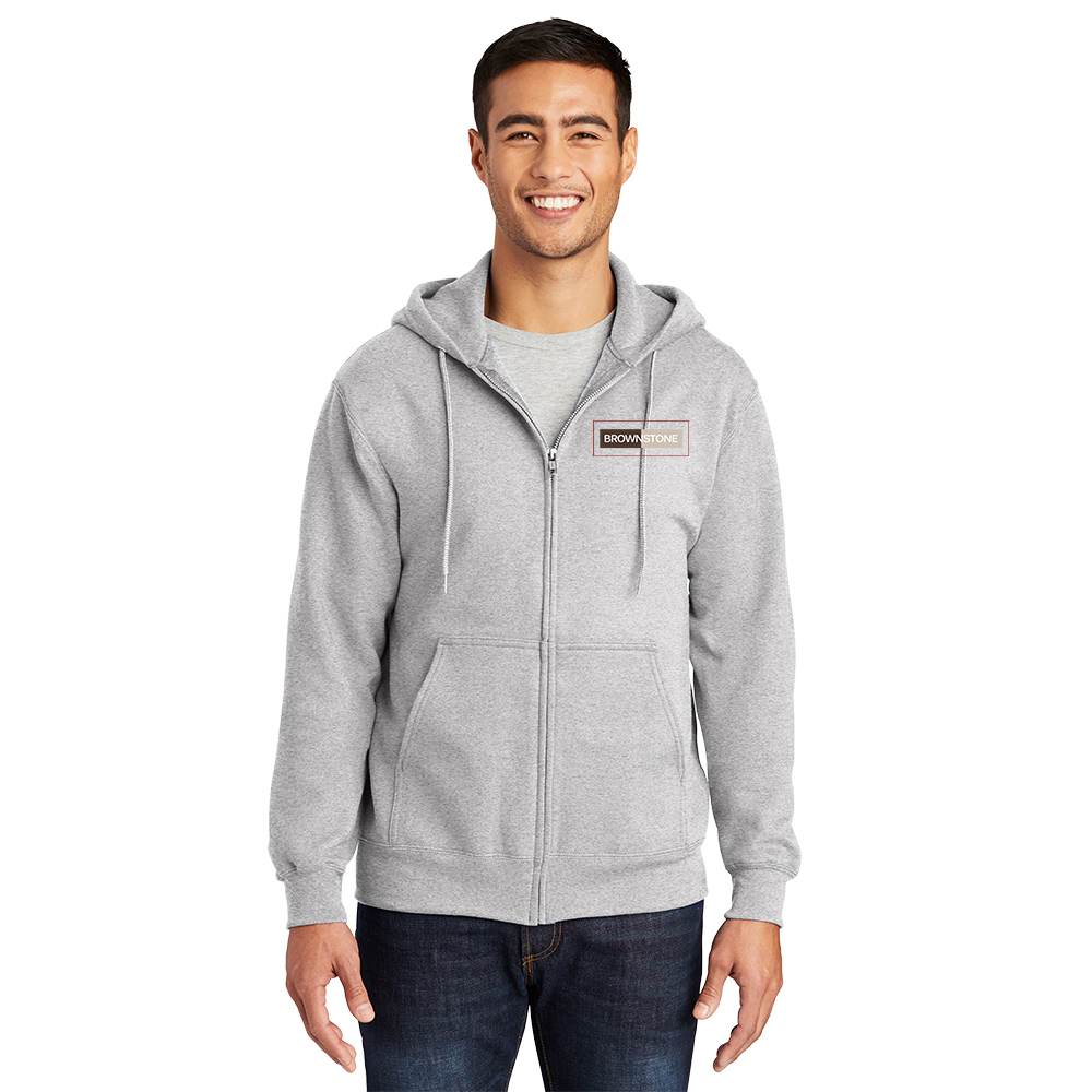 Port & Co™ Essential Fleece Full-Zip Hooded Sweatshirt - Ash
