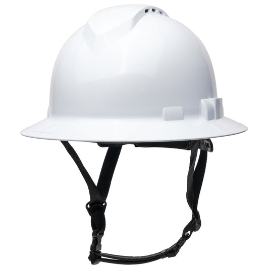 Pyramex HPT256110 Ridgeline T2 Full Brim Hard Hat - 6-Point Ratchet Suspension - White