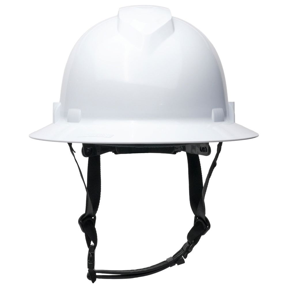 Pyramex HPT256110 Ridgeline T2 Full Brim Hard Hat - 6-Point Ratchet Suspension - White