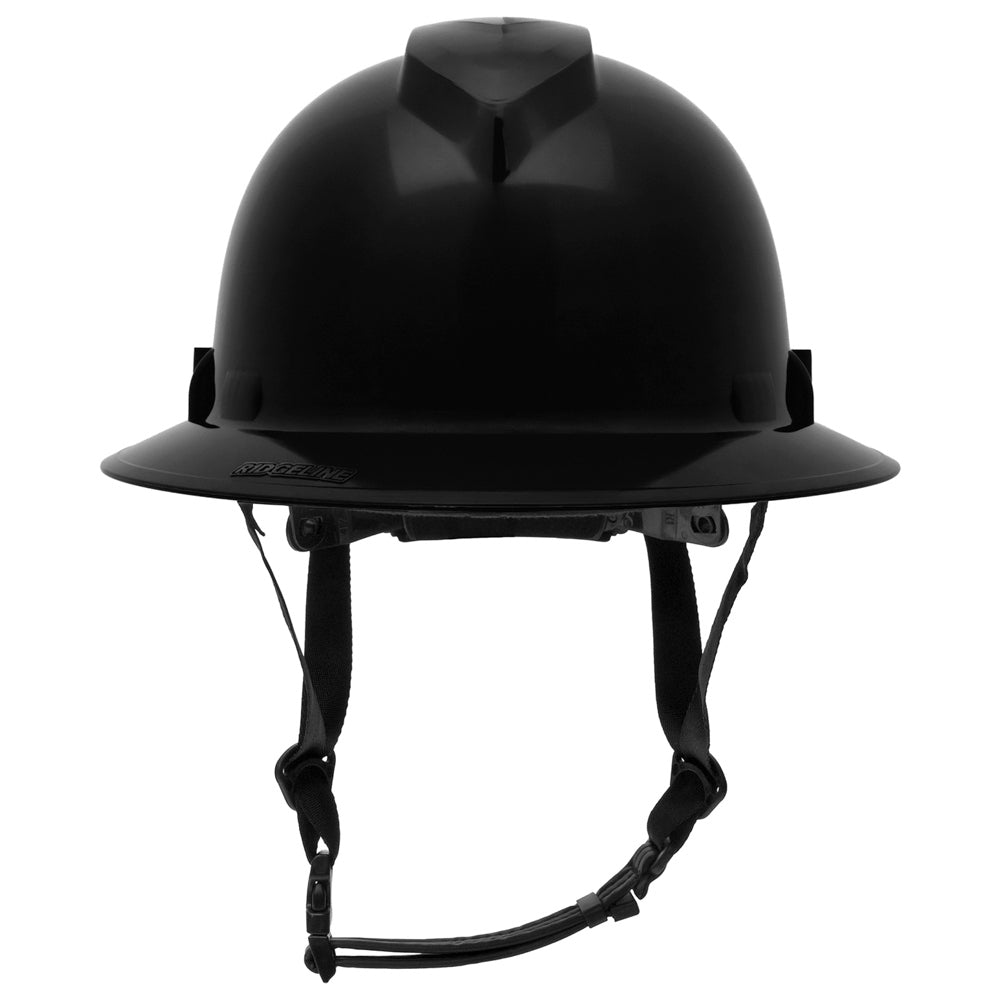 Pyramex HPT256110 Ridgeline T2 Full Brim Hard Hat - 6-Point Ratchet Suspension - Black