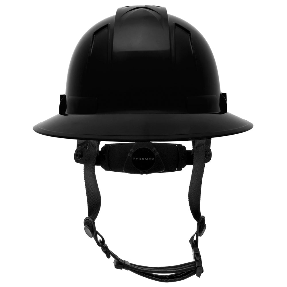 Pyramex HPT256110 Ridgeline T2 Full Brim Hard Hat - 6-Point Ratchet Suspension - Black