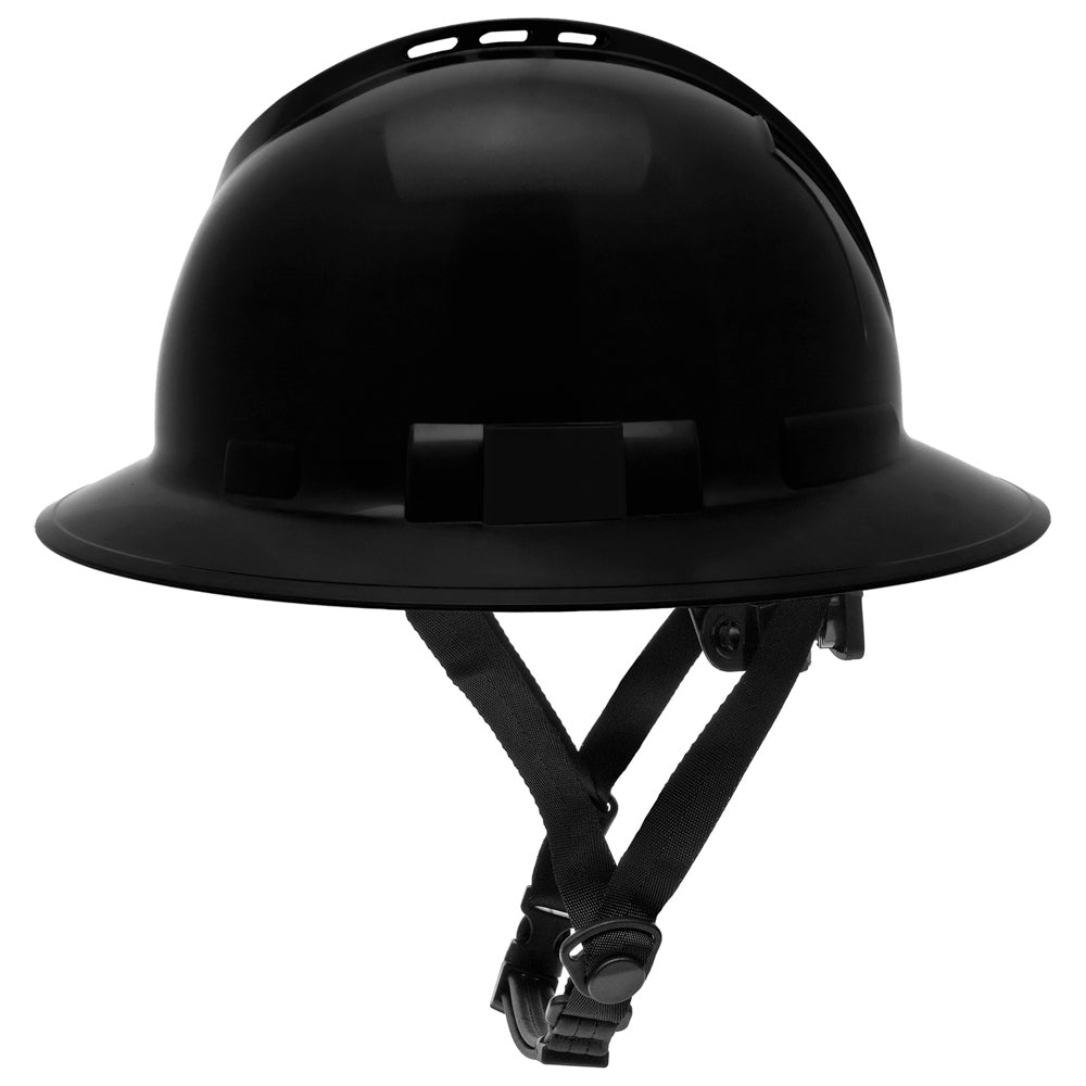 Pyramex HPT256110 Ridgeline T2 Full Brim Hard Hat - 6-Point Ratchet Suspension - Black