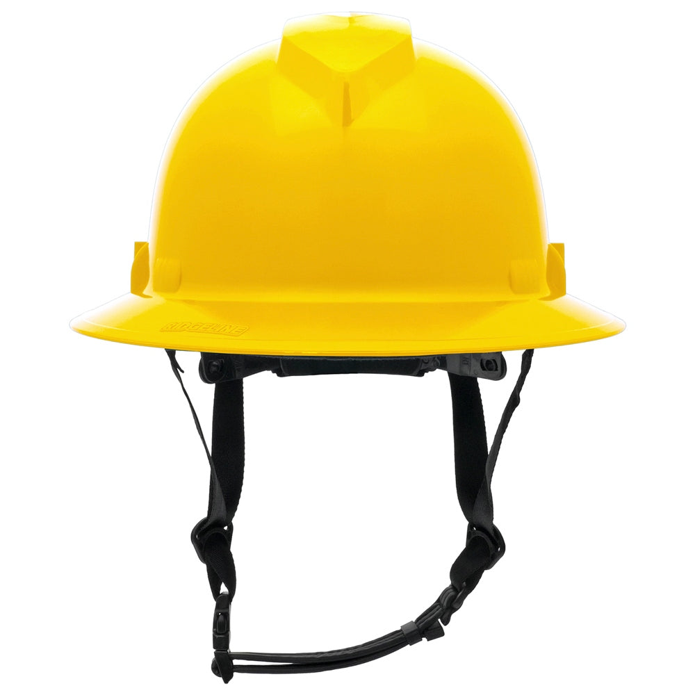 Pyramex HPT256110 Ridgeline T2 Full Brim Hard Hat - 6-Point Ratchet Suspension - Yellow