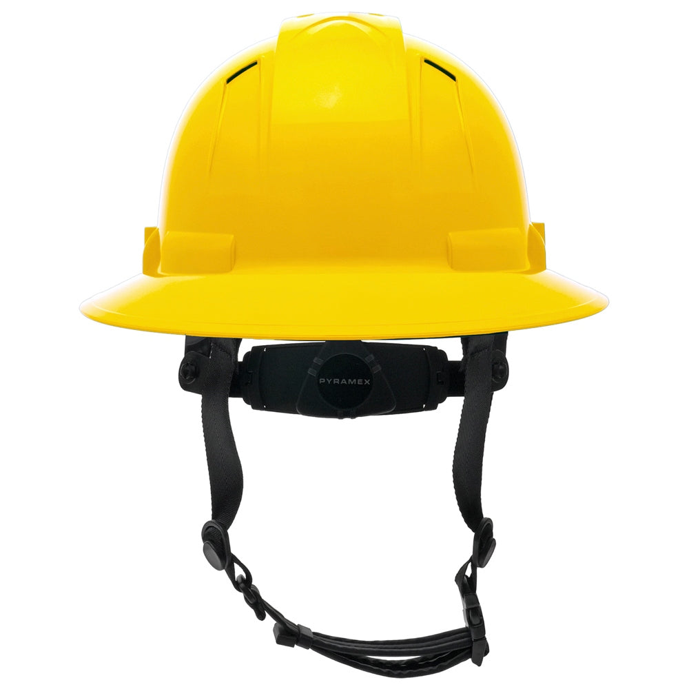 Pyramex HPT256110 Ridgeline T2 Full Brim Hard Hat - 6-Point Ratchet Suspension - Yellow