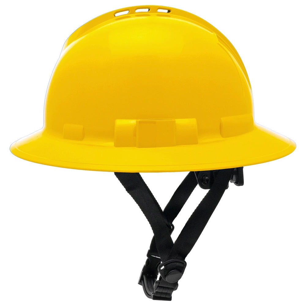 Pyramex HPT256110 Ridgeline T2 Full Brim Hard Hat - 6-Point Ratchet Suspension - Yellow