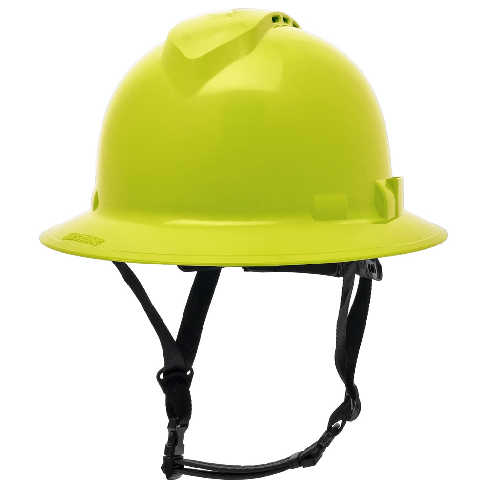 Pyramex HPT256110 Ridgeline T2 Full Brim Hard Hat - 6-Point Ratchet Suspension - Hi-Vis Lime
