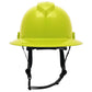 Pyramex HPT256110 Ridgeline T2 Full Brim Hard Hat - 6-Point Ratchet Suspension - Hi-Vis Lime