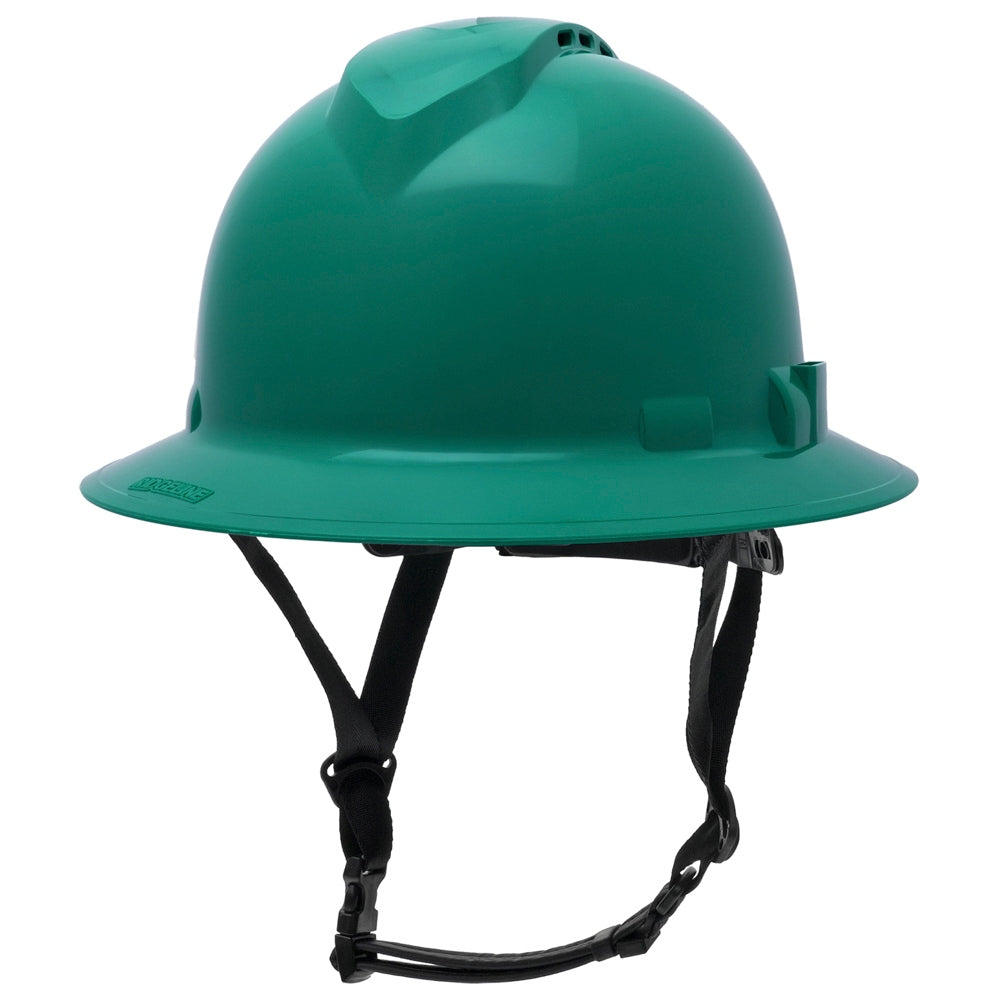 Pyramex HPT256110 Ridgeline T2 Full Brim Hard Hat - 6-Point Ratchet Suspension - Green