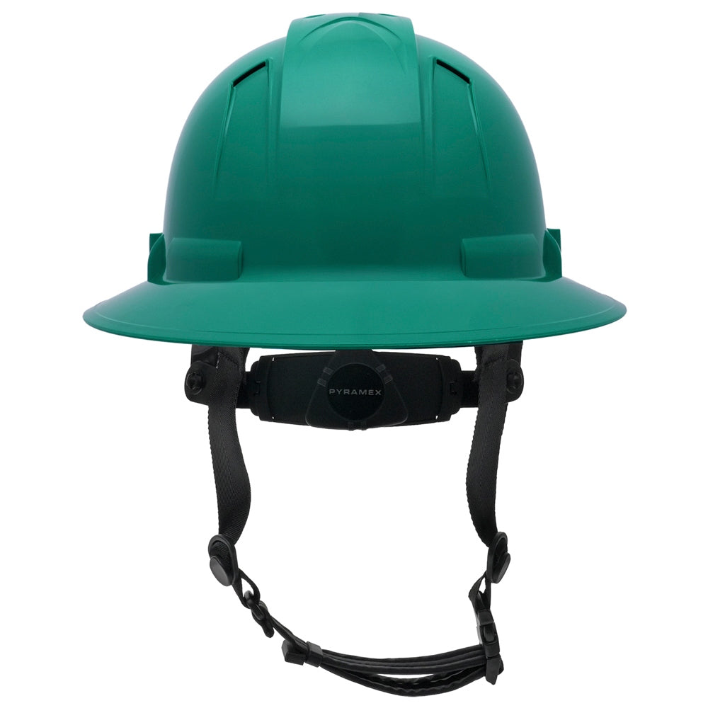 Pyramex HPT256110 Ridgeline T2 Full Brim Hard Hat - 6-Point Ratchet Suspension - Green