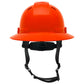 Pyramex HPT256110 Ridgeline T2 Full Brim Hard Hat - 6-Point Ratchet Suspension - Hi-Vis Orange