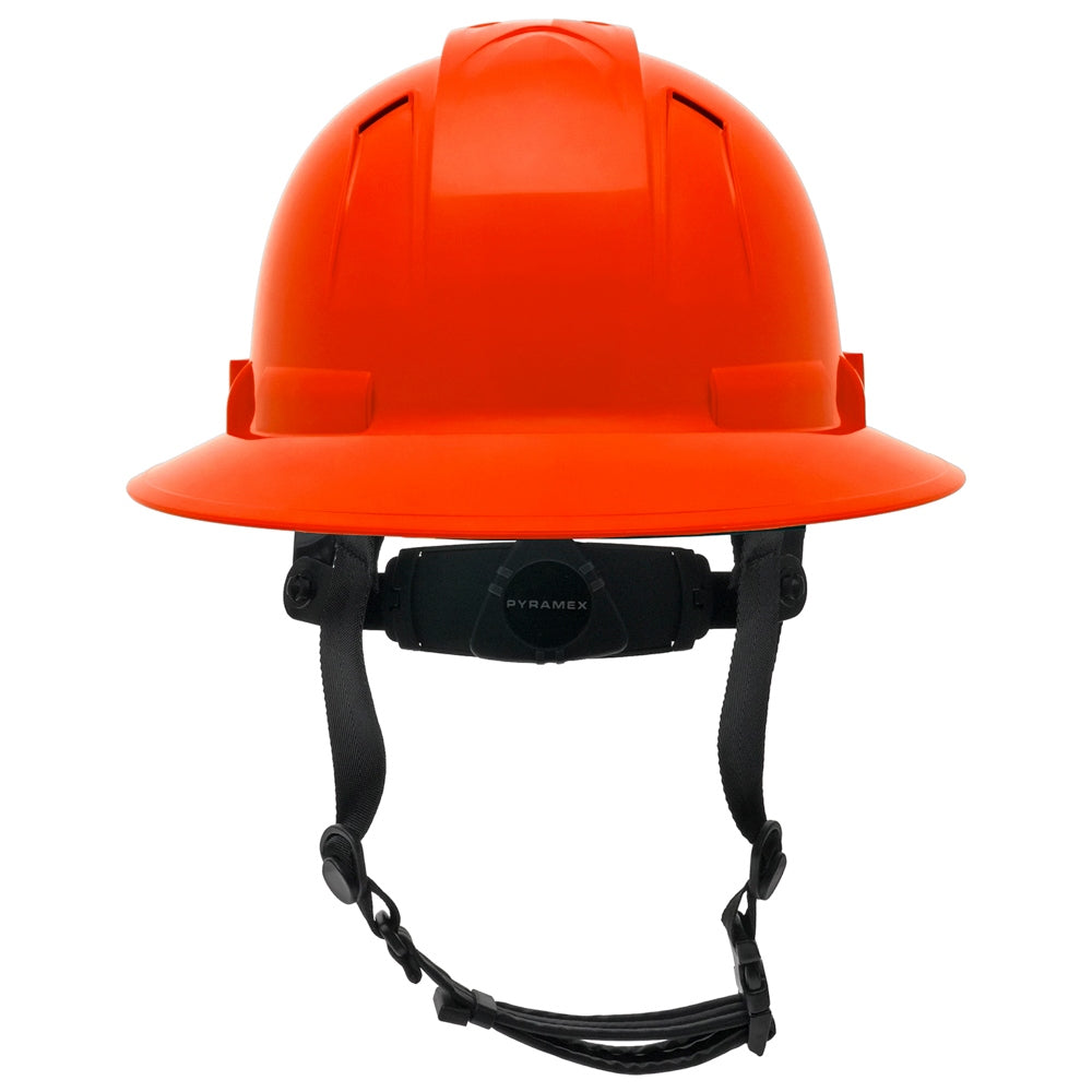 Pyramex HPT256110 Ridgeline T2 Full Brim Hard Hat - 6-Point Ratchet Suspension - Hi-Vis Orange