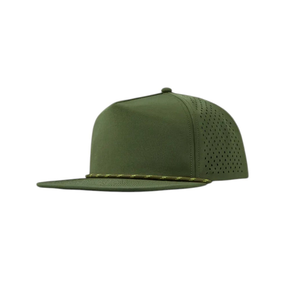 Water Repellent 5 Panel Snapback Golf Hats with Rope - Dark Green/Green Stripe