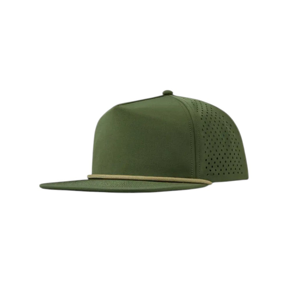 Water Repellent 5 Panel Snapback Golf Hats with Rope - Dark Green/Olive Green