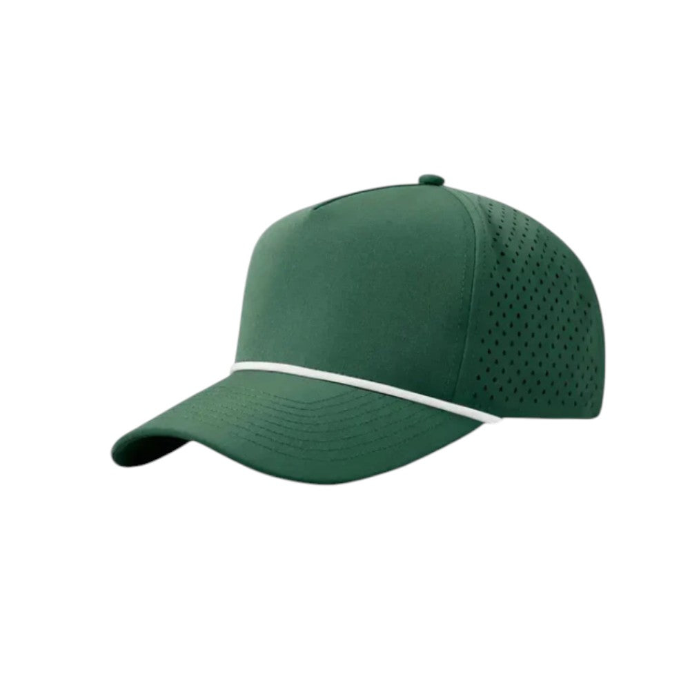 5 Panel Laser Perforated Performance Golf Rope Hat - Green/White