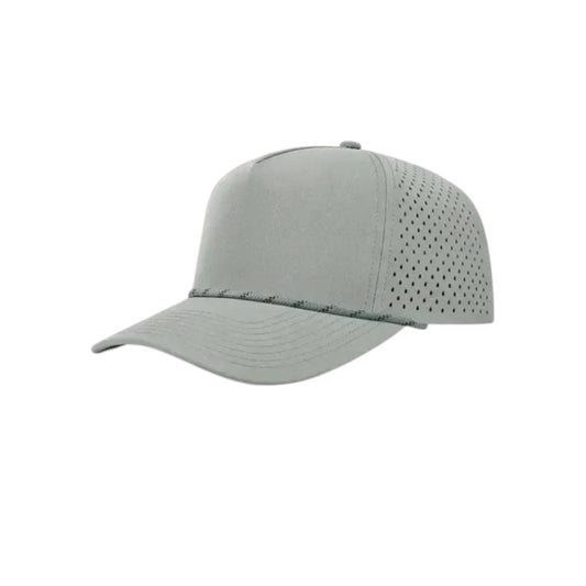 5 Panel Laser Perforated Performance Golf Rope Hat - Grey/Grey/Black