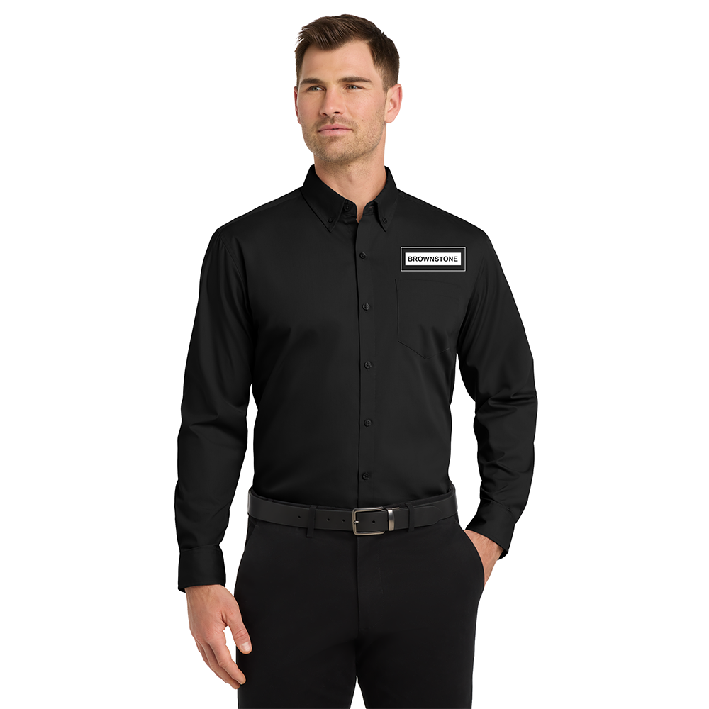 Port Authority® Long Sleeve Carefree Poplin Shirt - Deep Black