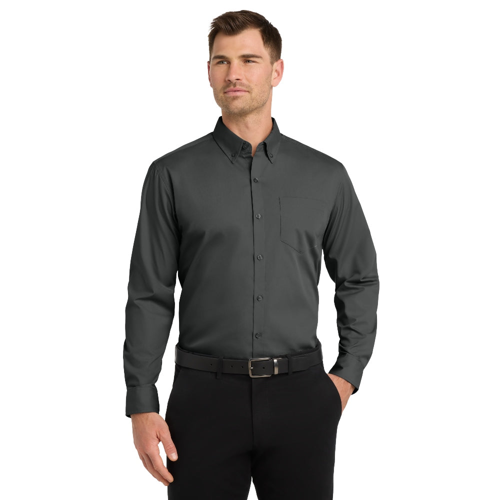 Port Authority® Long Sleeve Carefree Poplin Shirt - Graphite