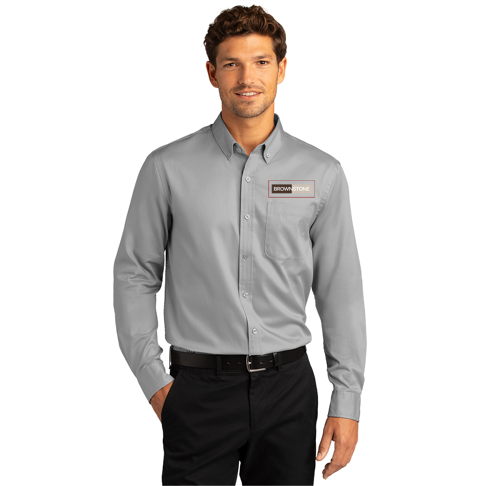 Port Authority® Long Sleeve SuperPro React™ Twill Shirt - Gusty Grey