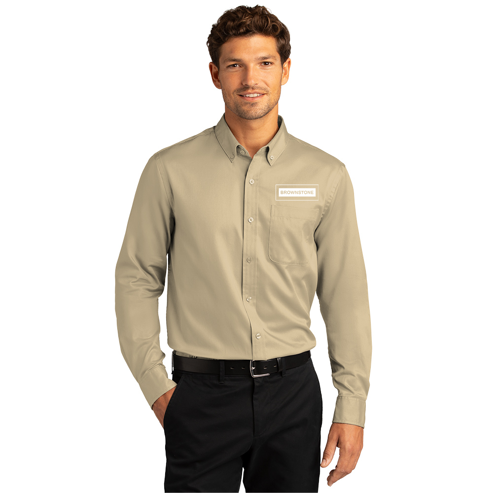 Port Authority® Long Sleeve SuperPro React™ Twill Shirt - Wheat