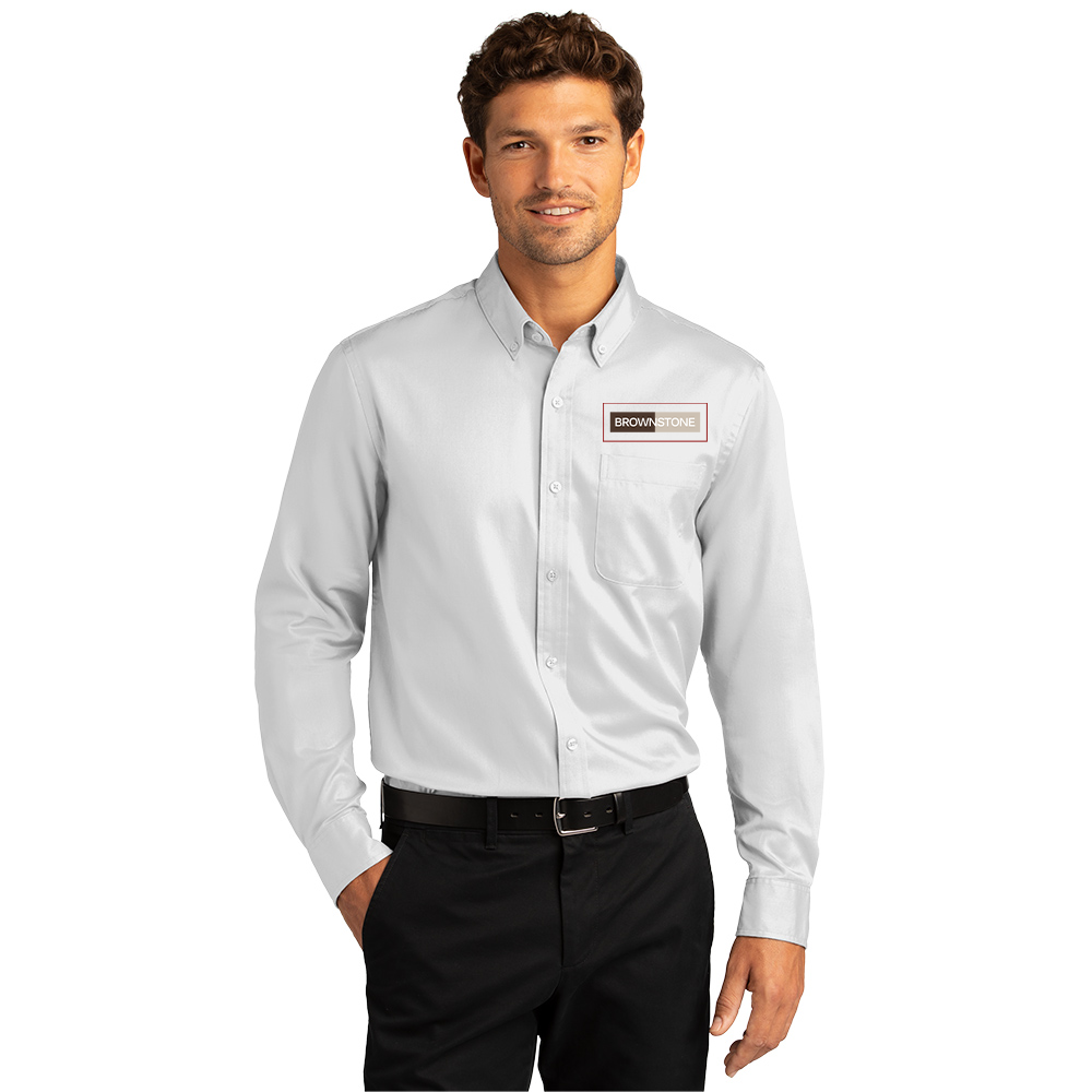 Port Authority® Long Sleeve SuperPro React™ Twill Shirt - White