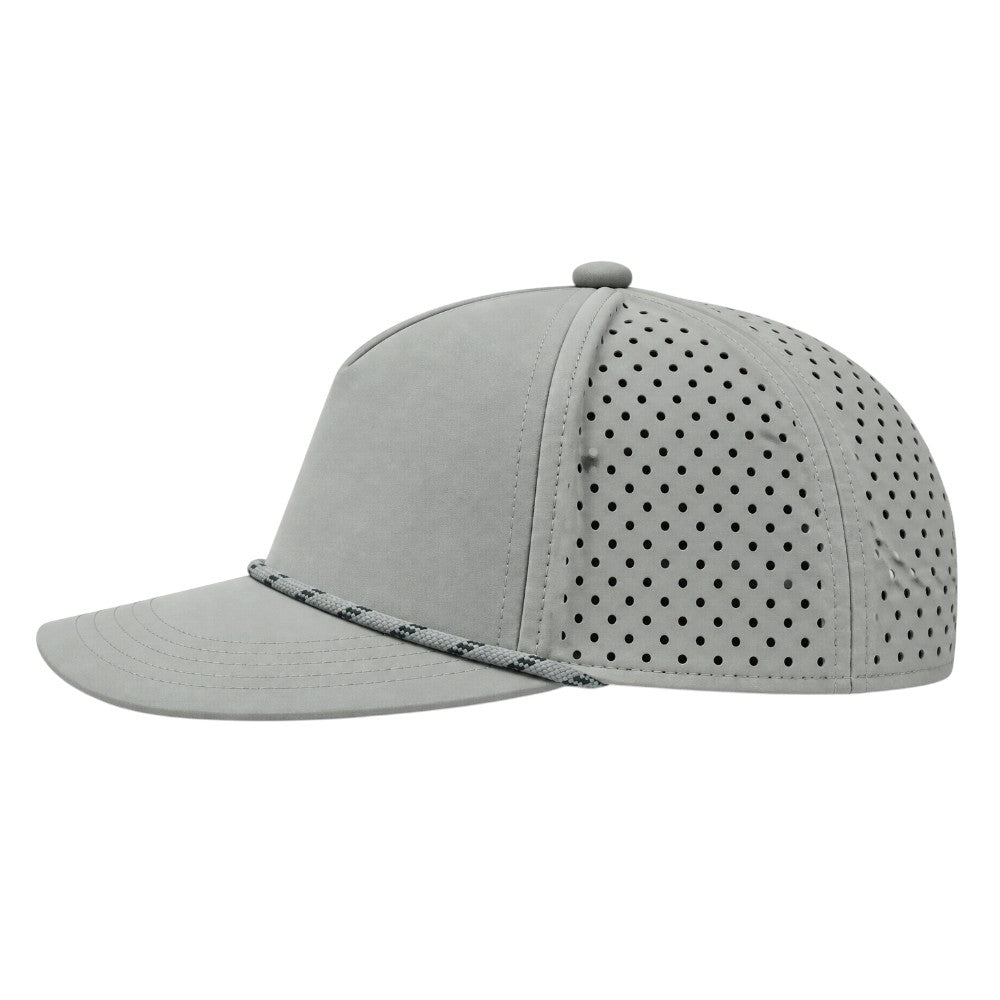 5 Panel Laser Perforated Performance Golf Rope Hat - Grey/Grey/Black