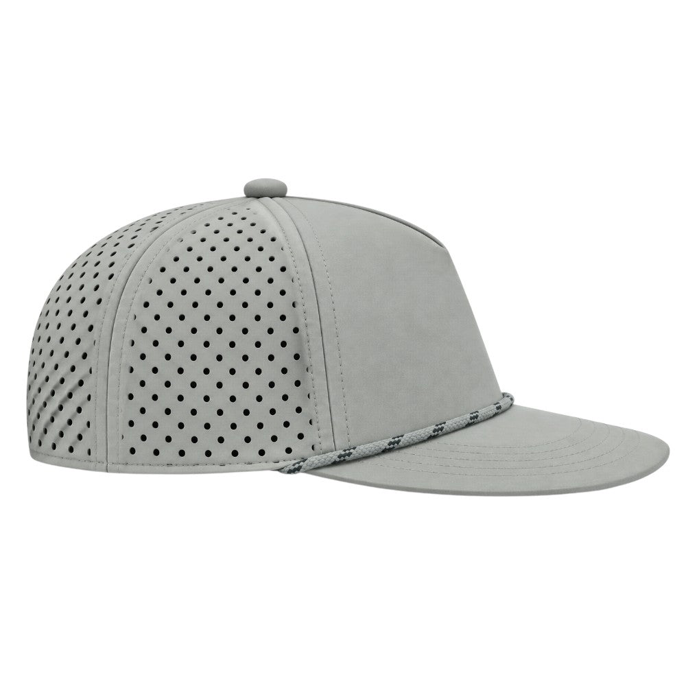 5 Panel Laser Perforated Performance Golf Rope Hat - Grey/Grey/Black