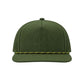 Water Repellent 5 Panel Snapback Golf Hats with Rope - Dark Green/Green Stripe