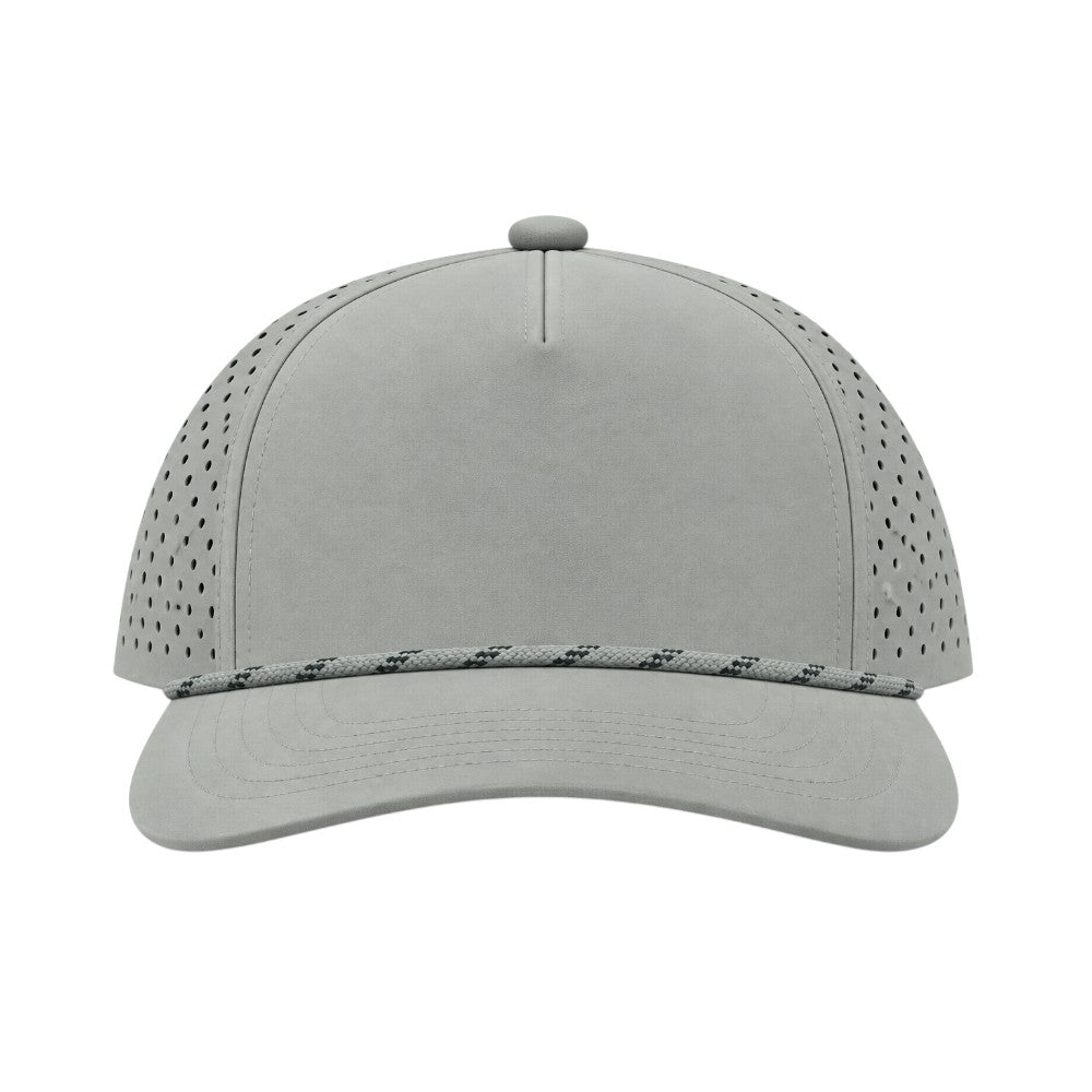 5 Panel Laser Perforated Performance Golf Rope Hat - Grey/Grey/Black