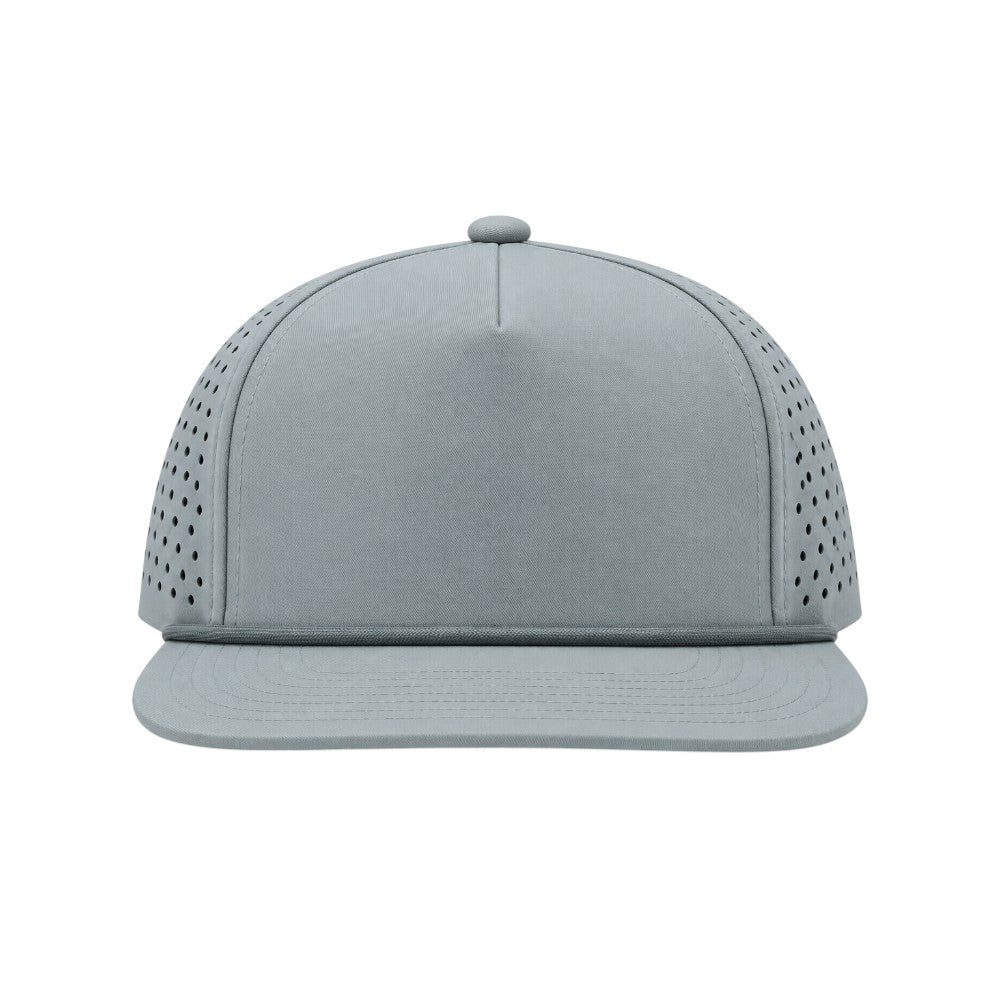 Water Repellent 5 Panel Snapback Golf Hats with Rope - Grey/Grey